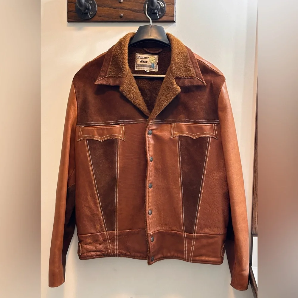 PIONEER Vintage Mens Two Tone Brown Leather Jacket-42 - Picture 1 of 11